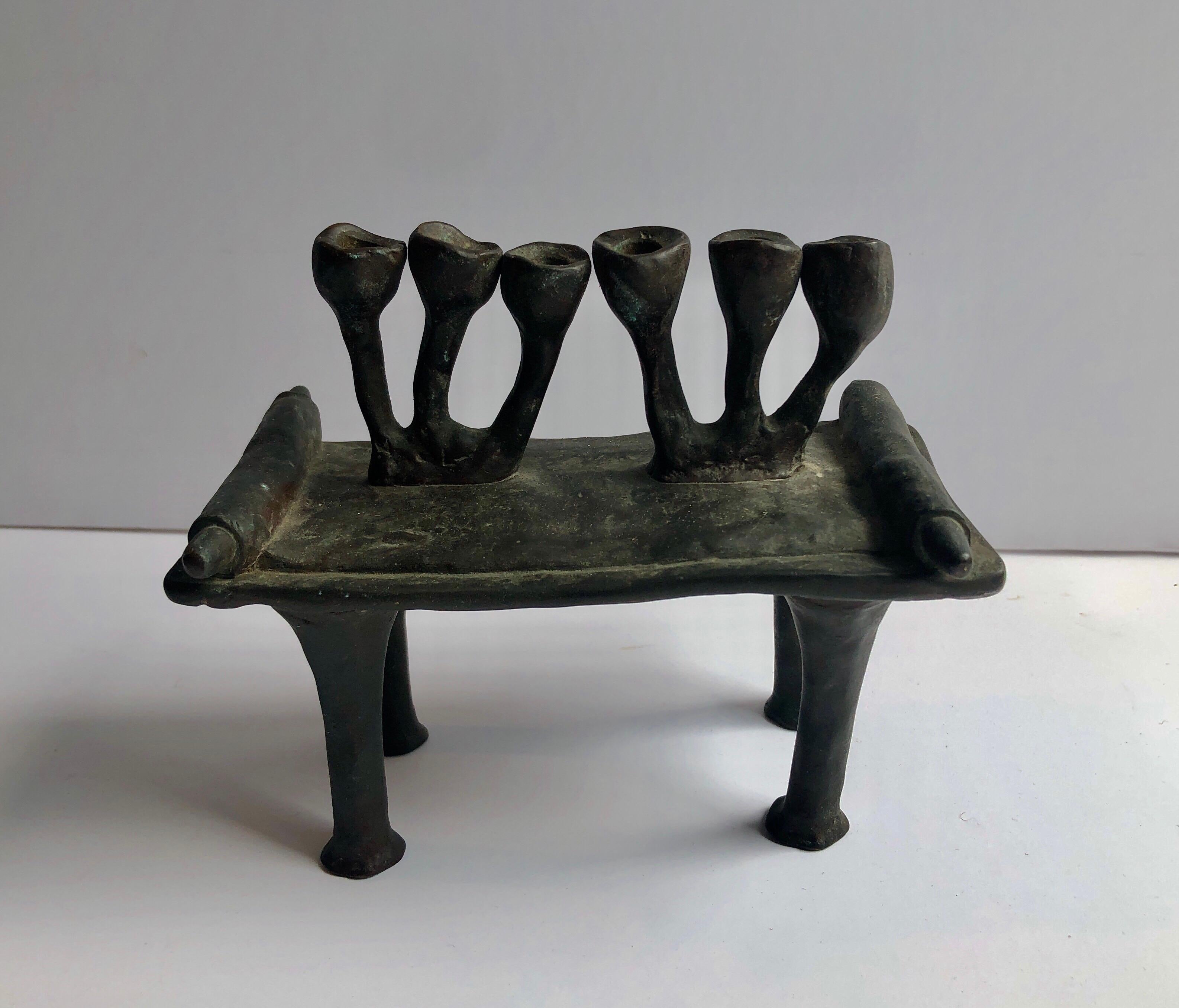 RARE British Judaica Holocaust Memorial Menorah Bronze Sculpture Moshe Oved 3