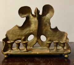 RARE sculpture judaïque commémorative de Menorah en bronze