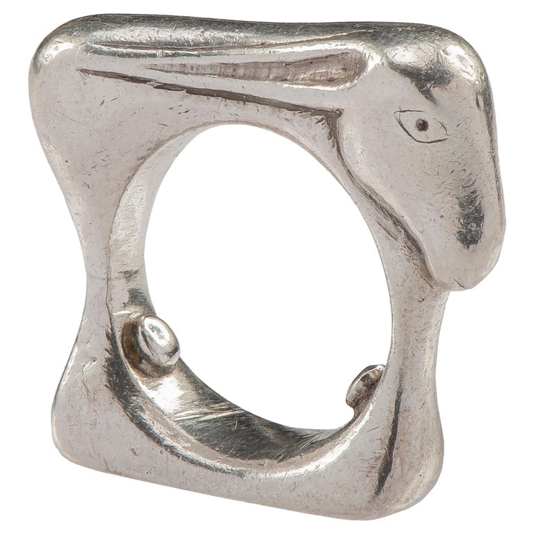 Mosheh Oved silver donkey ring, ca. 1940