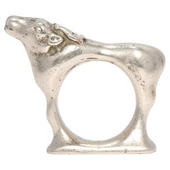 Mosheh Oved Silver Sculptural Deer Free-Standing Ring 1940s (bague à pied en cerf sculptural en argent)