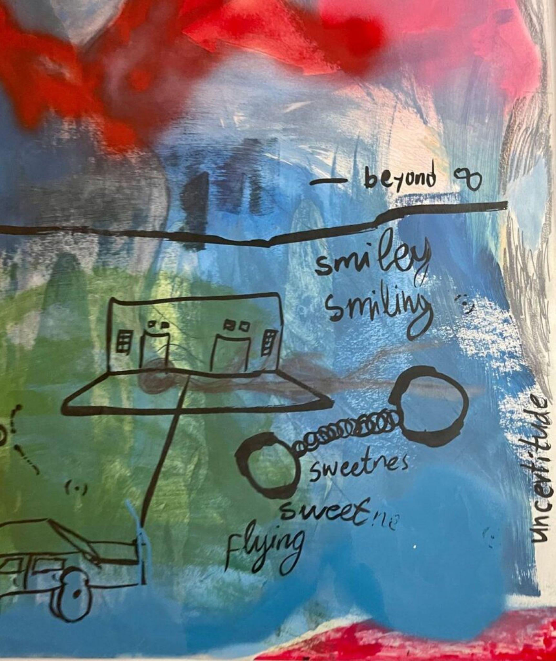 Sweetness Flying, großes Gemälde eines bekannten südafrikanischen Künstlers, signiert und gerahmt (Abstrakt), Painting, von Moshekwa Langa