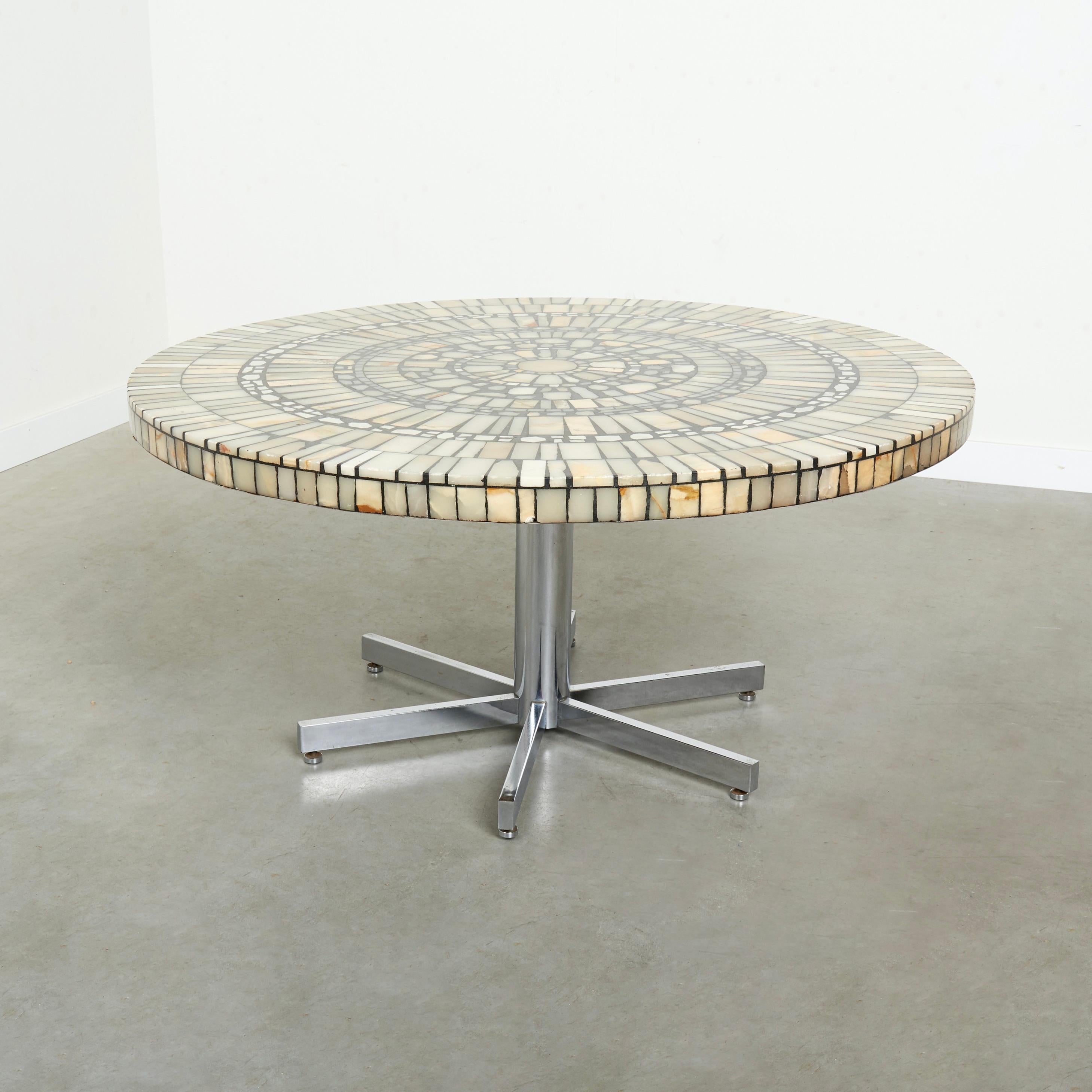 German Mosiac marble coffee table by Heinz Lilienthal, 1960s For Sale