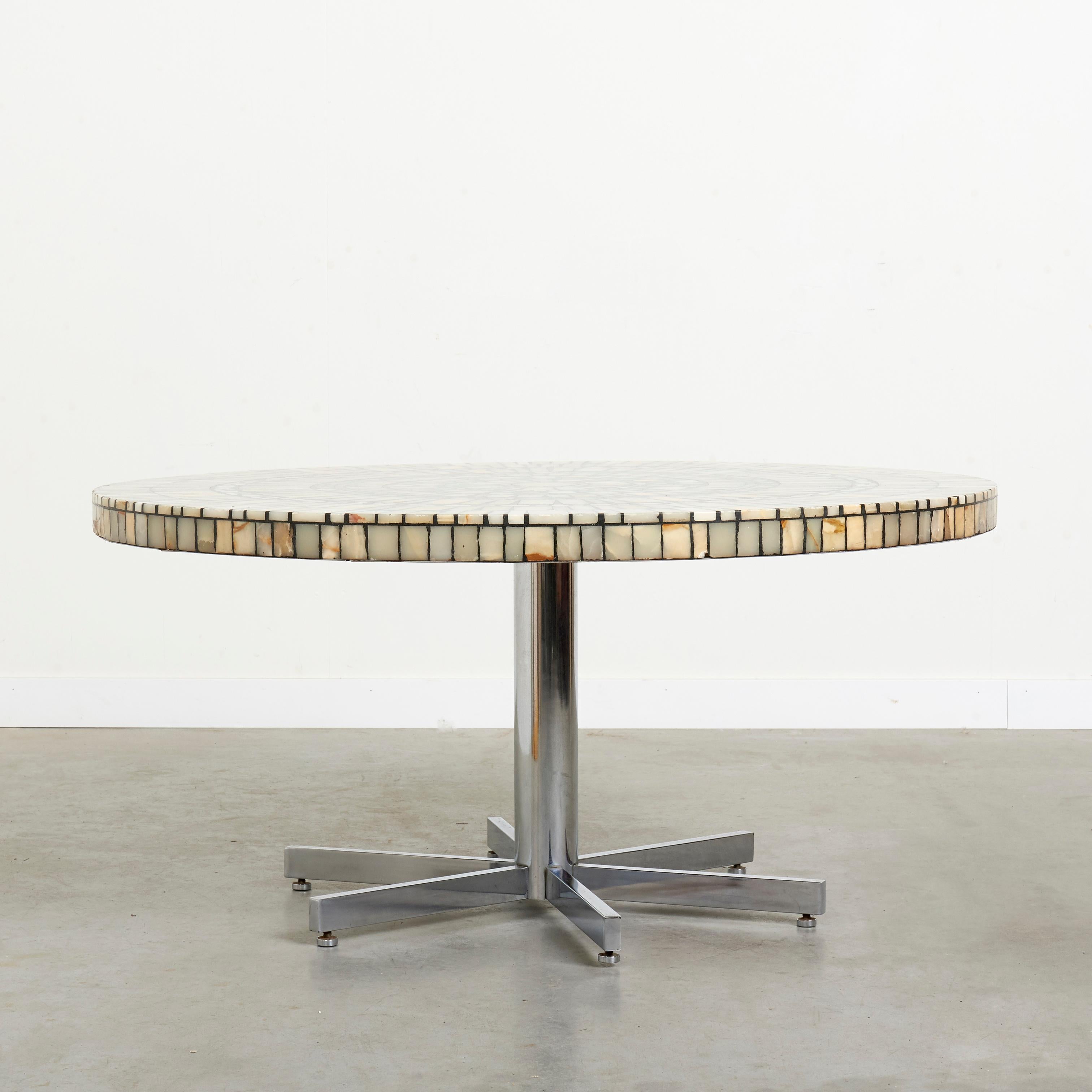 Hand-Crafted Mosiac marble coffee table by Heinz Lilienthal, 1960s For Sale