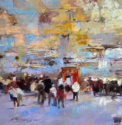 Ein spektakuläres buntes Gemälde der Klagemauer mit Blattgold