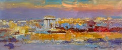 Vivid Vision of the Temple in Jerusalem colorful acrylic and gold leaf painting