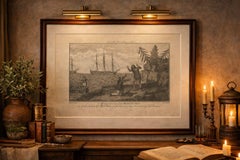 Moskito Men Reunion, Juan Fernandez Island – Dampier Voyage Engraving, ca.1789