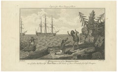 Moskito Men Reunion, Juan Fernandez Island – Dampier Voyage Engraving, ca.1789