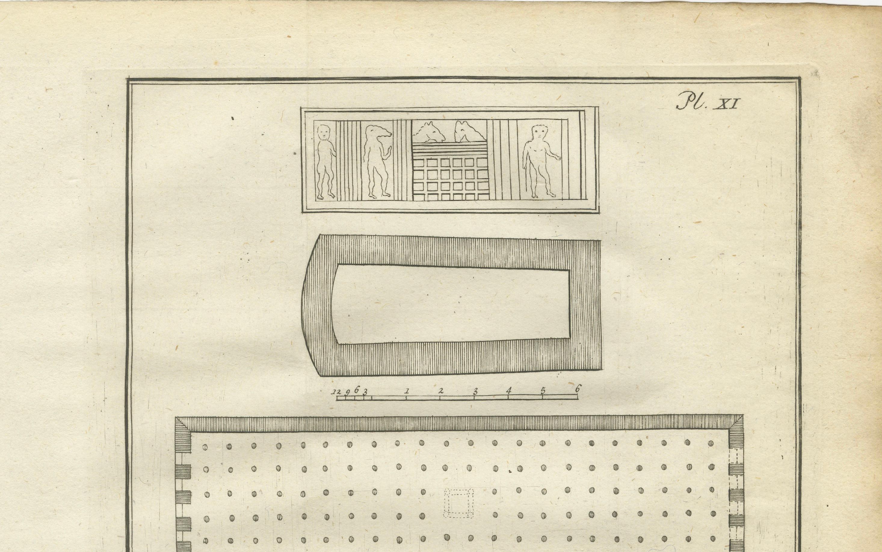 Mosquée d'Amr, Le Vieux Caire & Sarcophage Design - Gravure d'architecture, Egypte 1776 Bon état - En vente à Langweer, NL
