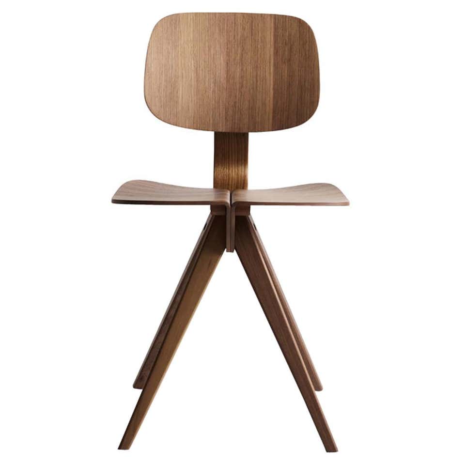 Post-Modern Style Aurora Chair in Walnut Finish with Wooden Back and ...