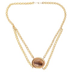 Collier d'agate mousse et d'or 19e siècle