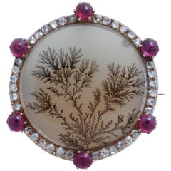 Antique Moss Agate Brooch or Pendant