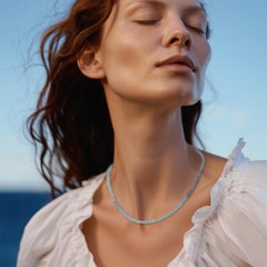 Collier d'aigue-marine moussue, bijoux artisanaux
