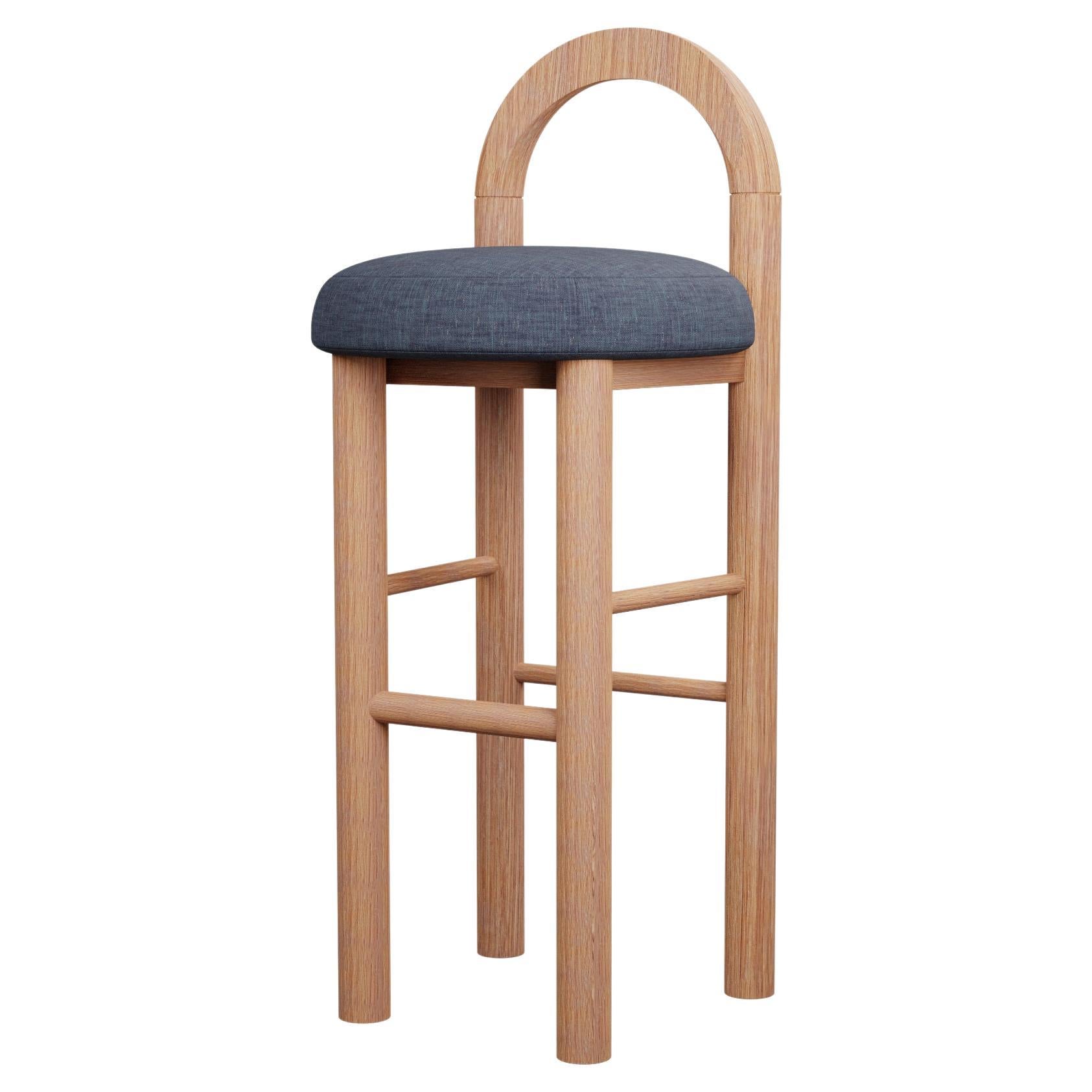 Moss Barhocker U aus Denim mit einfachem Webstoff, handgefertigt von Murmurio