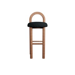 Moss Bar Stool U in Loop - Darck Grey fabric handcrafted by Murmurio