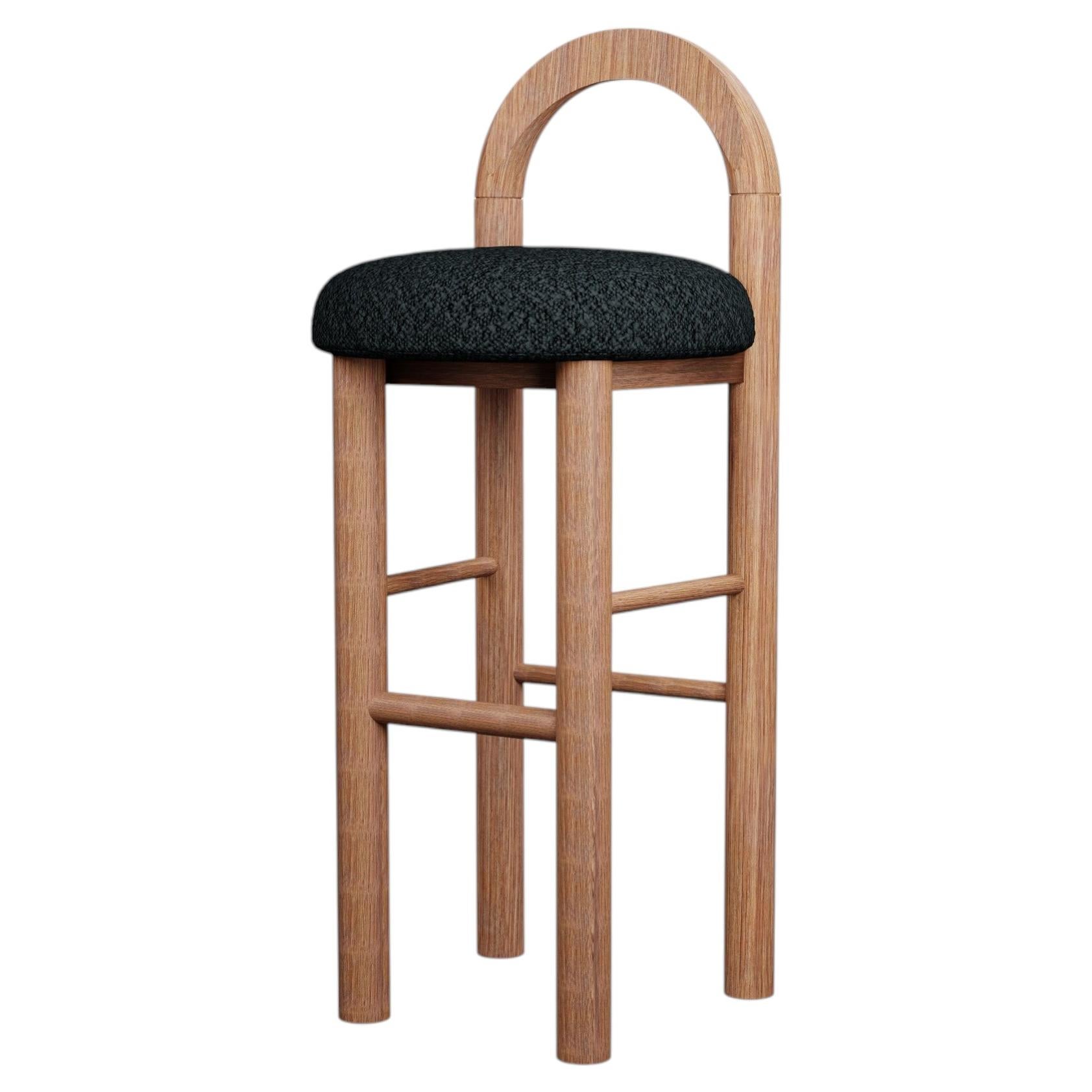 Moss Tabouret de bar U en Looping - Tissu gris foncé fabriqué à la main par Murmurio en vente