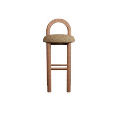 Moss Bar Stool U in Loop - Greige fabric handcrafted by Murmurio