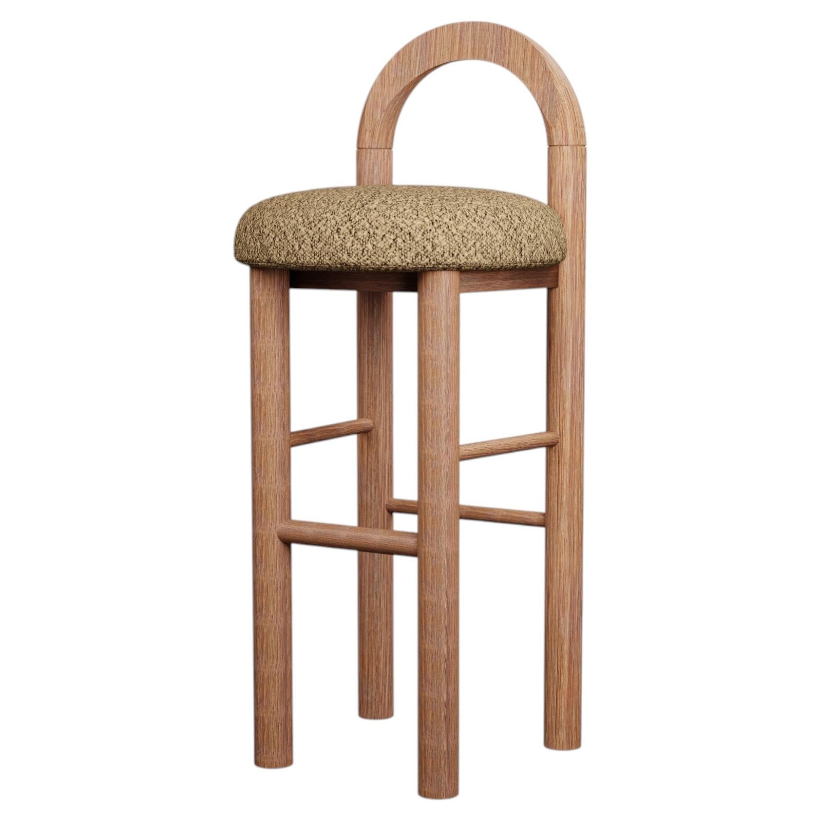 Moss Bar Stool U in Loop - Greige fabric handcrafted by Murmurio