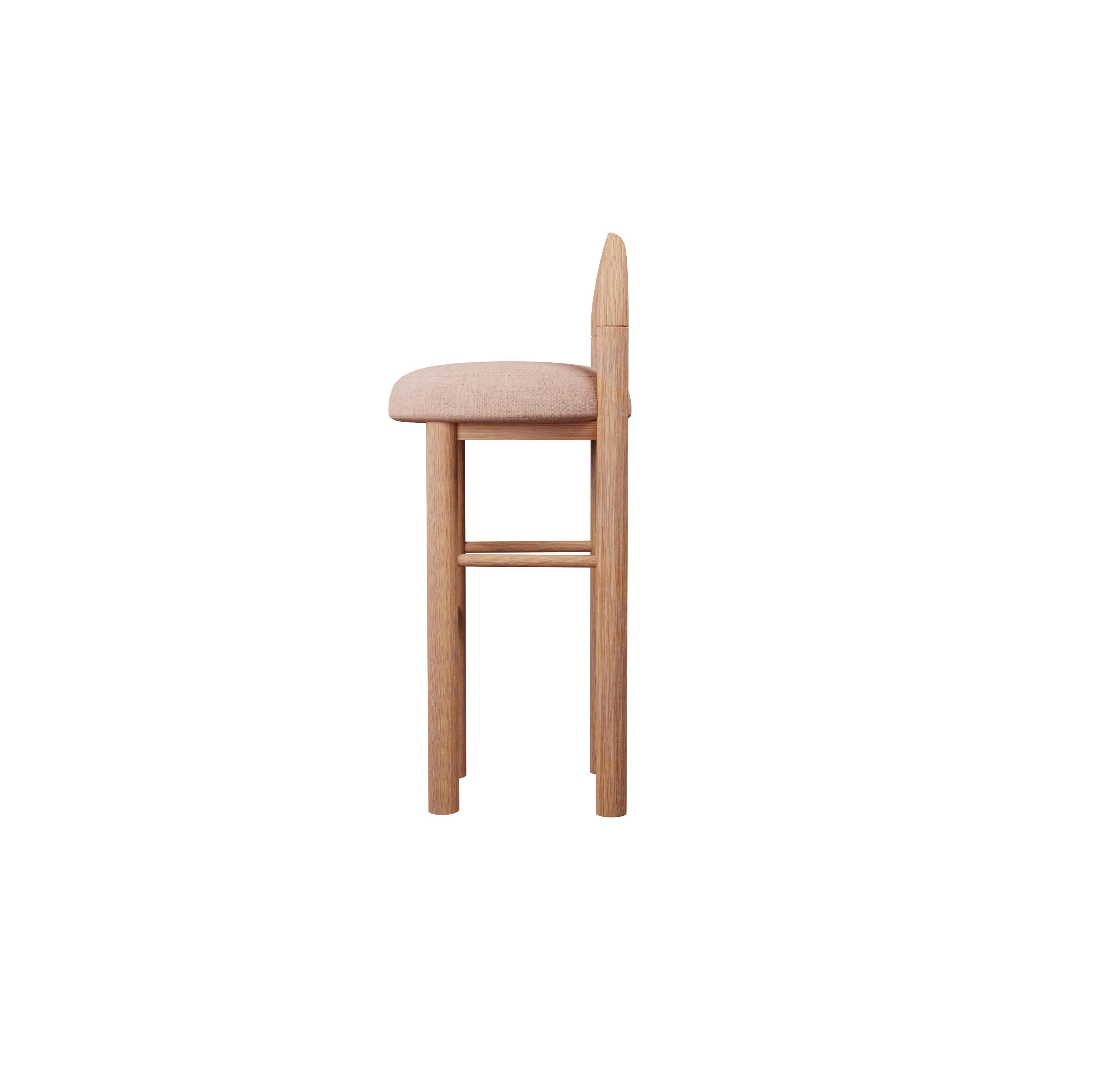 Contemporary Moss Bar Stool U in Nude plain weave fabric handcrafted by Murmurio For Sale