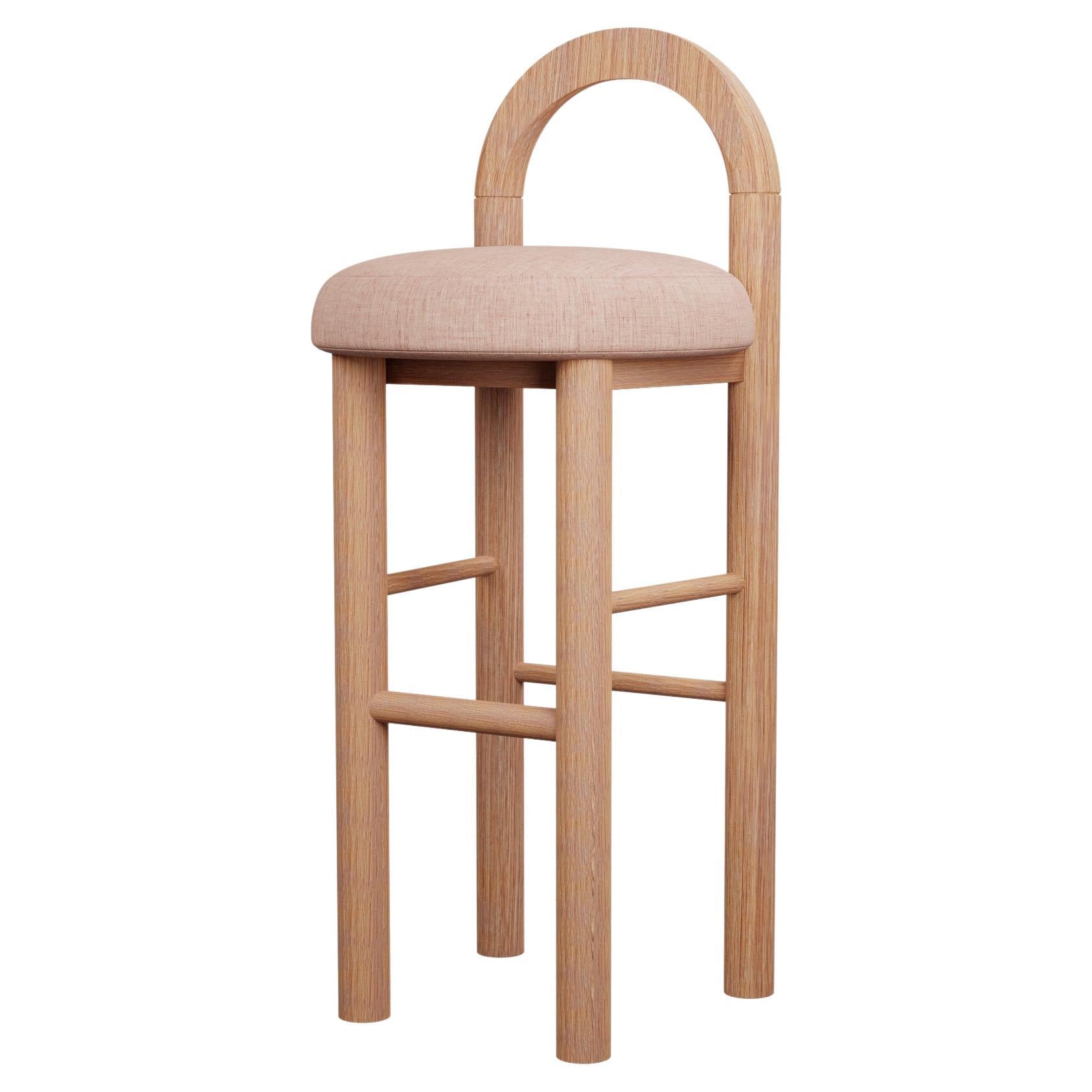 Moss Barhocker U in Nudefarbenem, schlichtem Webstoff, handgefertigt von Murmurio