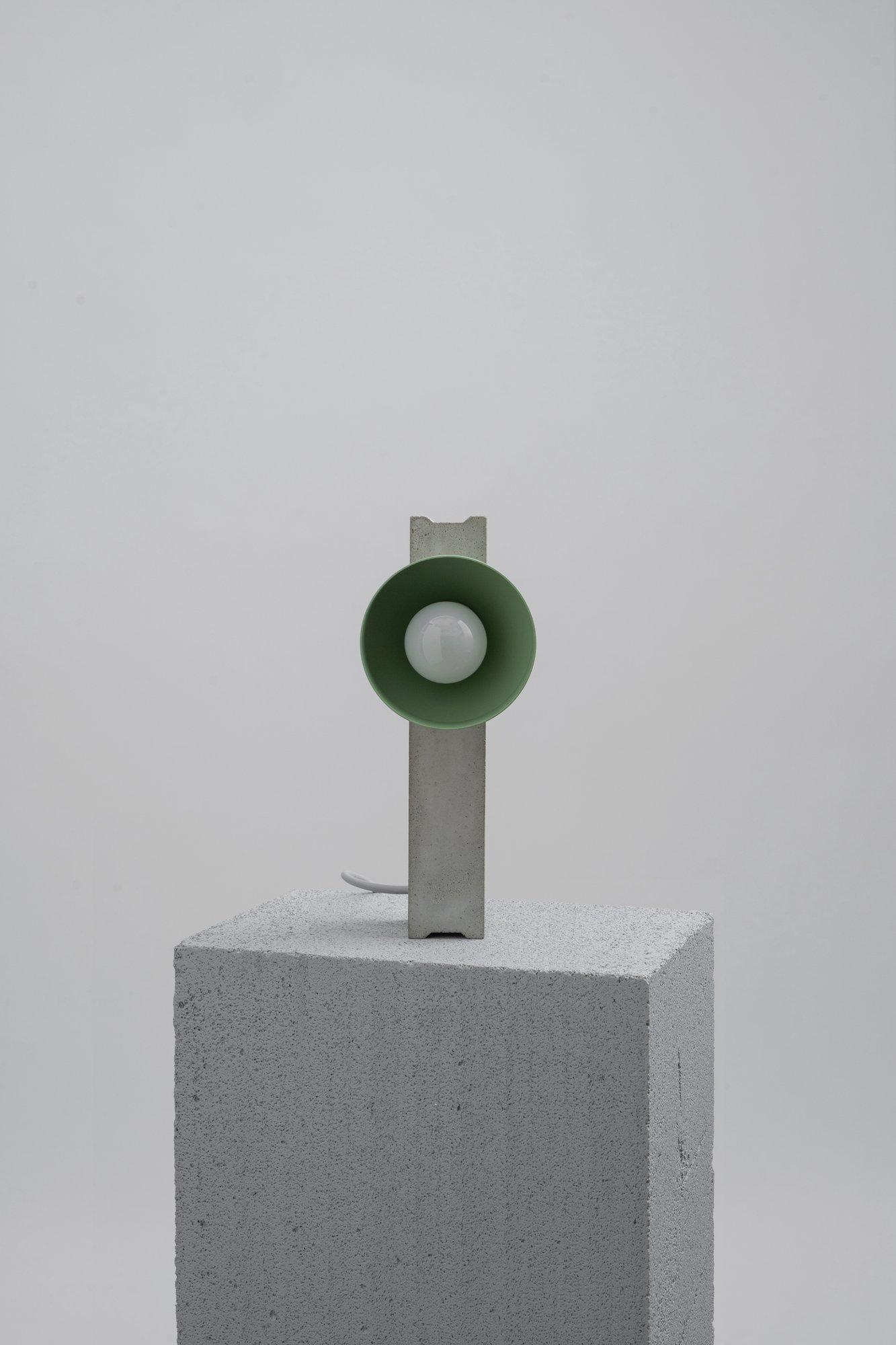 Moss Block Table Lamp by +kouple
Dimensions: D 26 x W 10 x H 12,7 cm.
Materials: Concrete, powder-coated steel and textile. 

Available in different color options. Please contact us.

All our lamps can be wired according to each country. If sold to