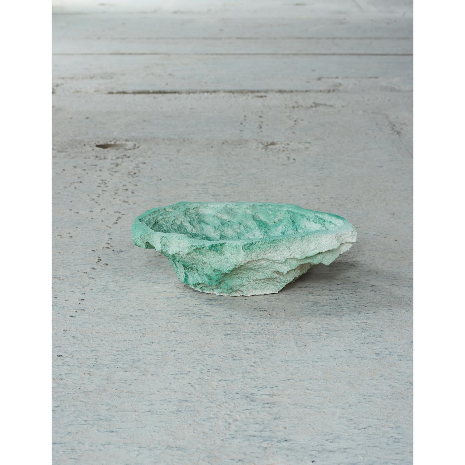 Crystal rock bowl by Andredottir & Bobek
Dimensions: W 11 x H 27 cm
Materials: Reused Foam/mattress and Jesmontite Hardner in Color Green Fade

Artificial Nature is a collaboration between the artist and design duo Josephine Andredottir and