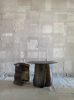 Moss Brown Formless Fiberglass Round Table by kar