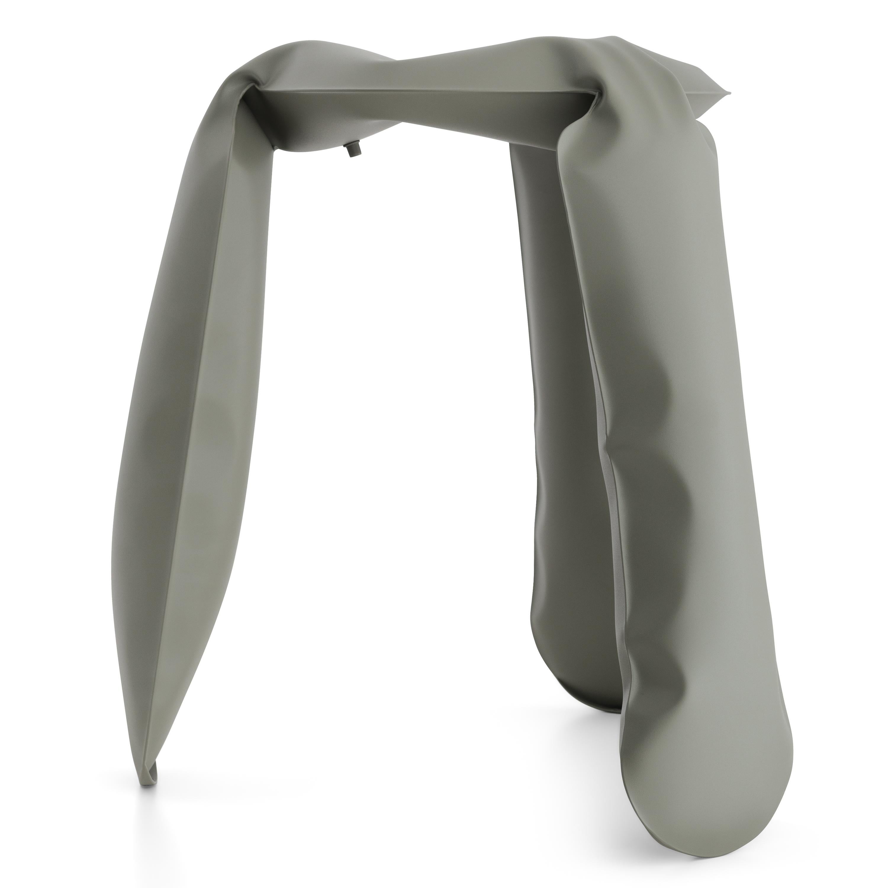 Organic Modern Moss Gray Steel Standard Plopp Stool by Zieta For Sale
