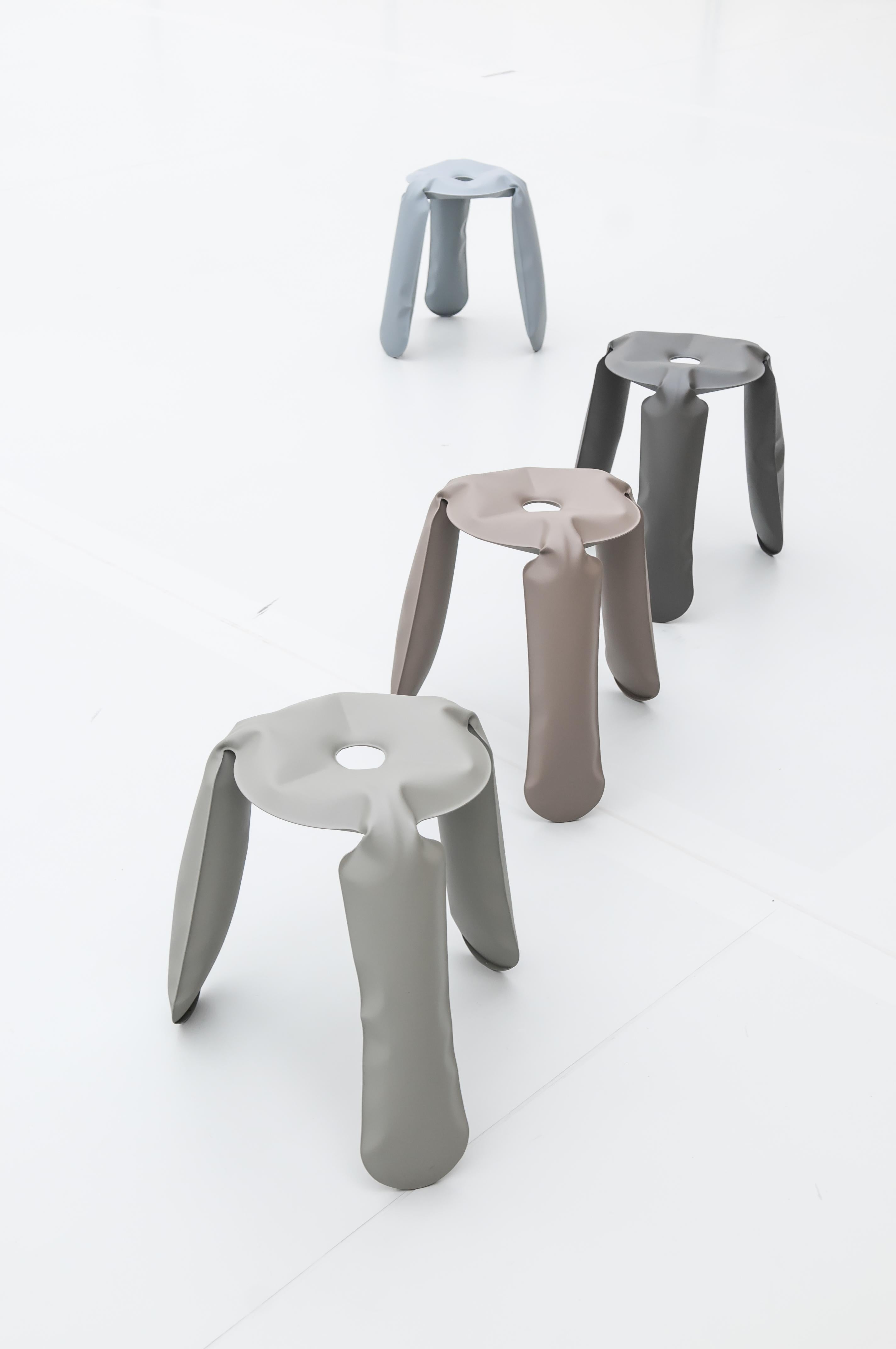 Powder-Coated Moss Gray Steel Standard Plopp Stool by Zieta For Sale