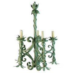 Moss Green 5 light Foliate and Vines French Chandelier