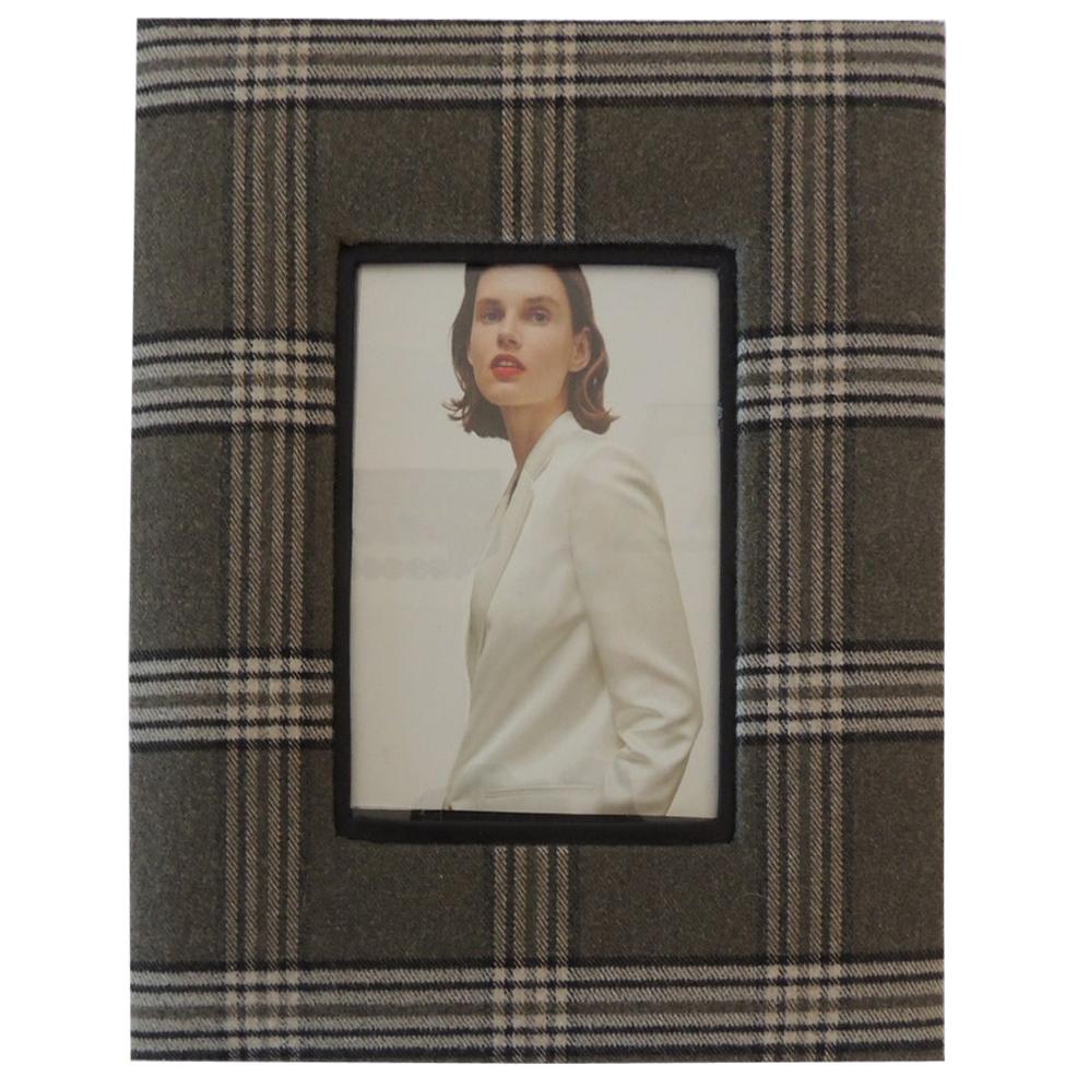 Moss Green and Grey Plaid Wool Picture Frame