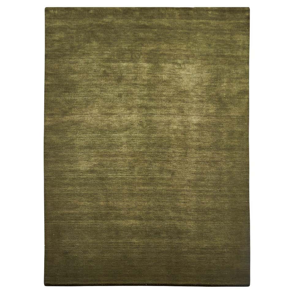 New Moss-Olive Green Contemporary Biophilic Wool Rug For Sale at ...