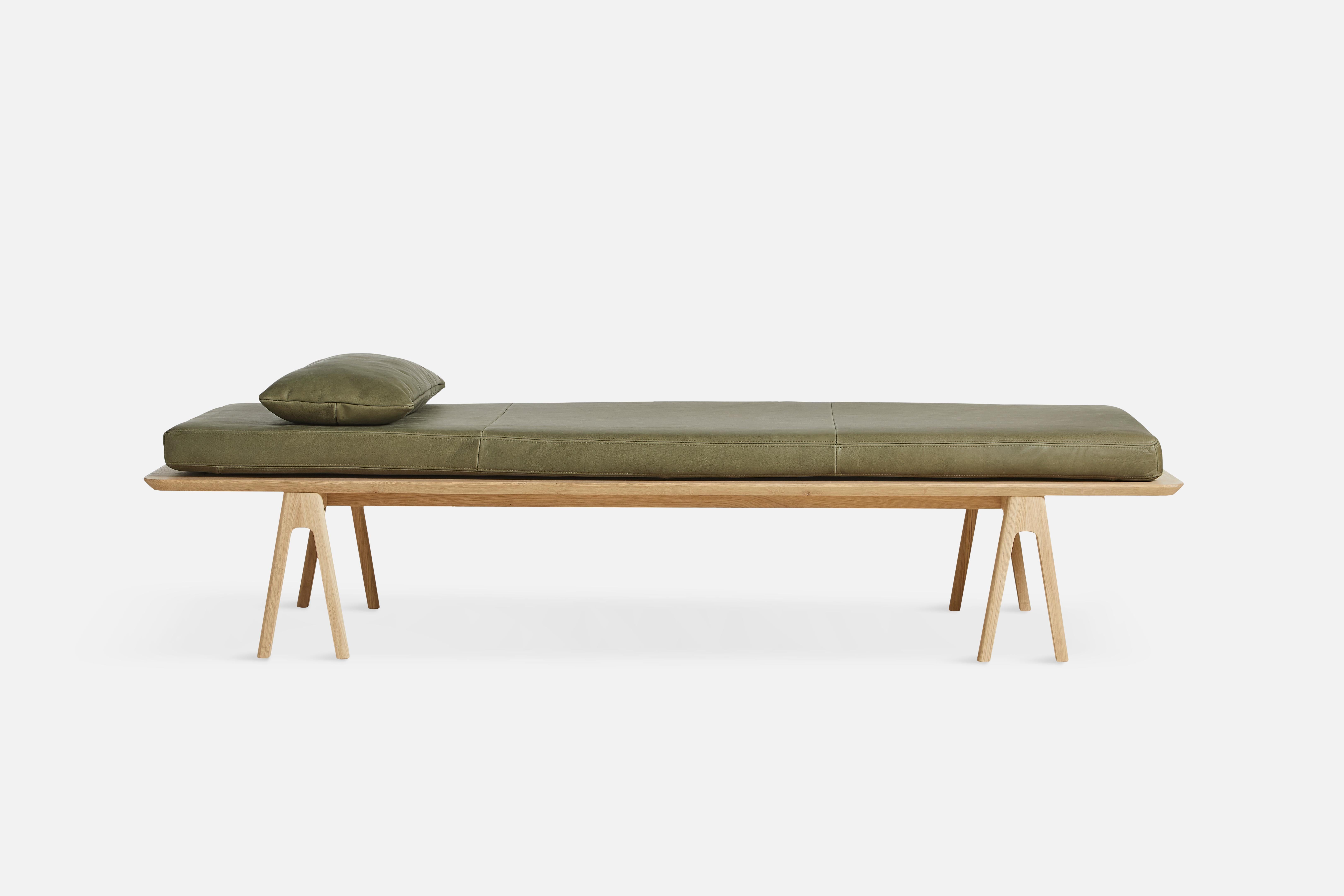 Contemporary Moss Green Leather Level Pillow by Msds Studio
