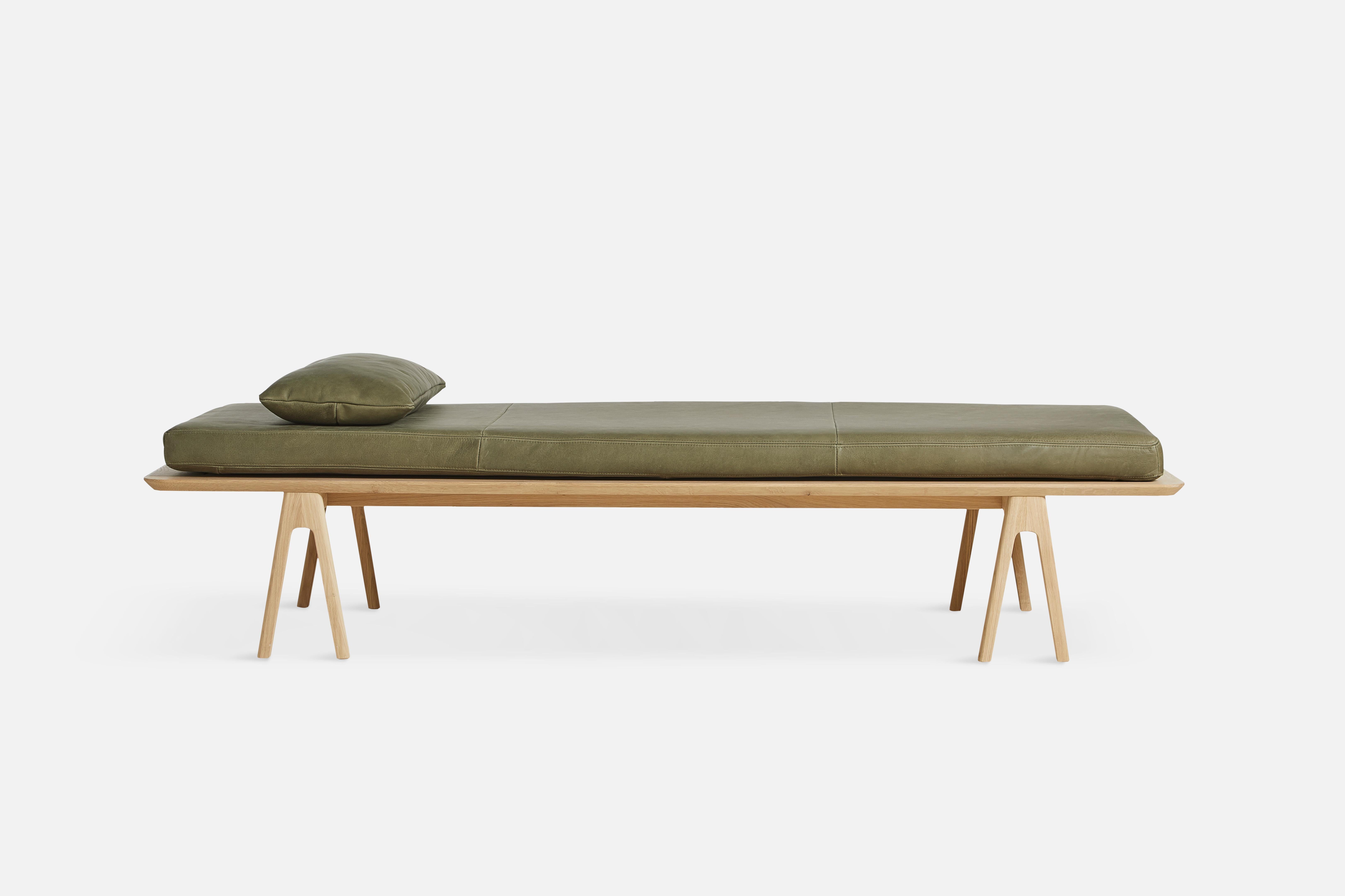 Contemporary Moss Green Leather Level Pillow by Msds Studio For Sale