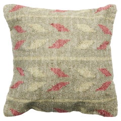 Moss Handloom Green Red Geometric  Jute Cotton Blend Textured Large Pillow