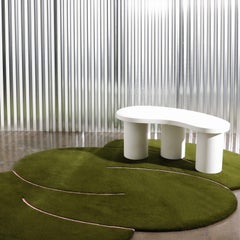 Moss Green Squiggle Rug Crafted in New Zealand Wool by Okej Studio