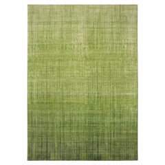 Alfombra oriental de lana suave anudada a mano con diseño ombre vertical verde musgo 9' x 12'3