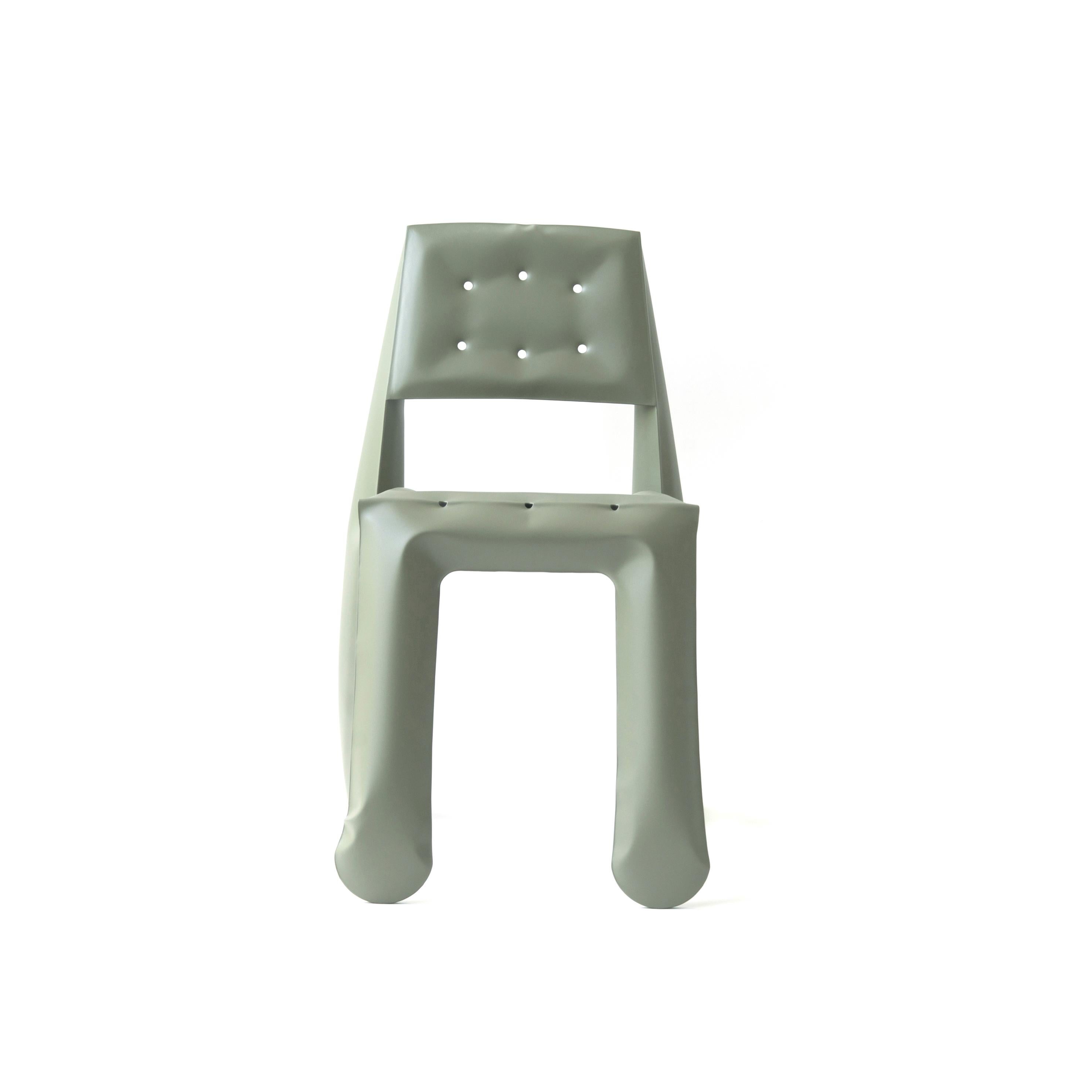 Organic Modern Moss Grey Carbon Steel Chippensteel 0.5 Sculptural Chair by Zieta For Sale