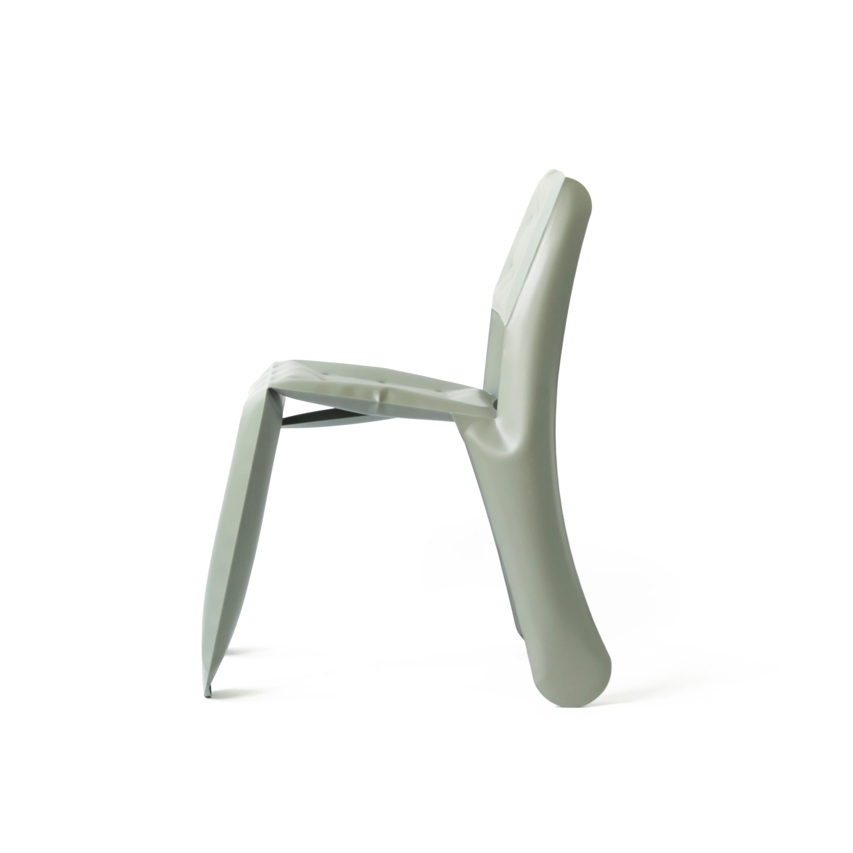 Polish Moss Grey Carbon Steel Chippensteel 0.5 Sculptural Chair by Zieta For Sale