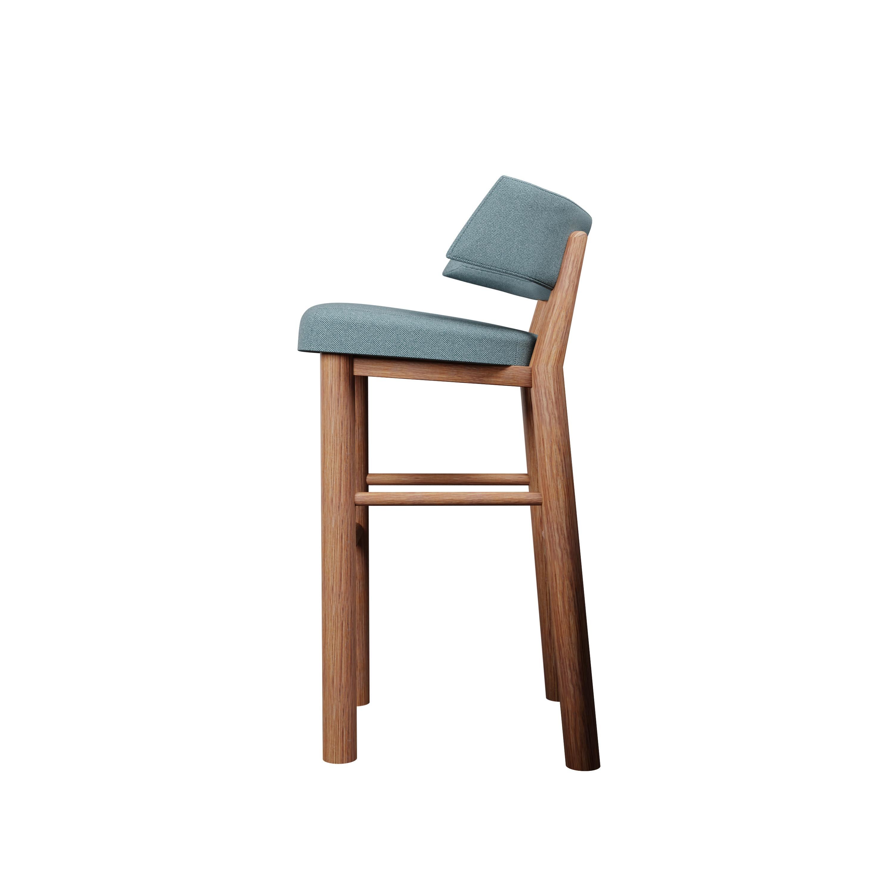 Tabouret de cuisine Moss en tissu bleu à tissage uni fabriqué à la main par Murmurio Neuf - En vente à Lordelo, PT