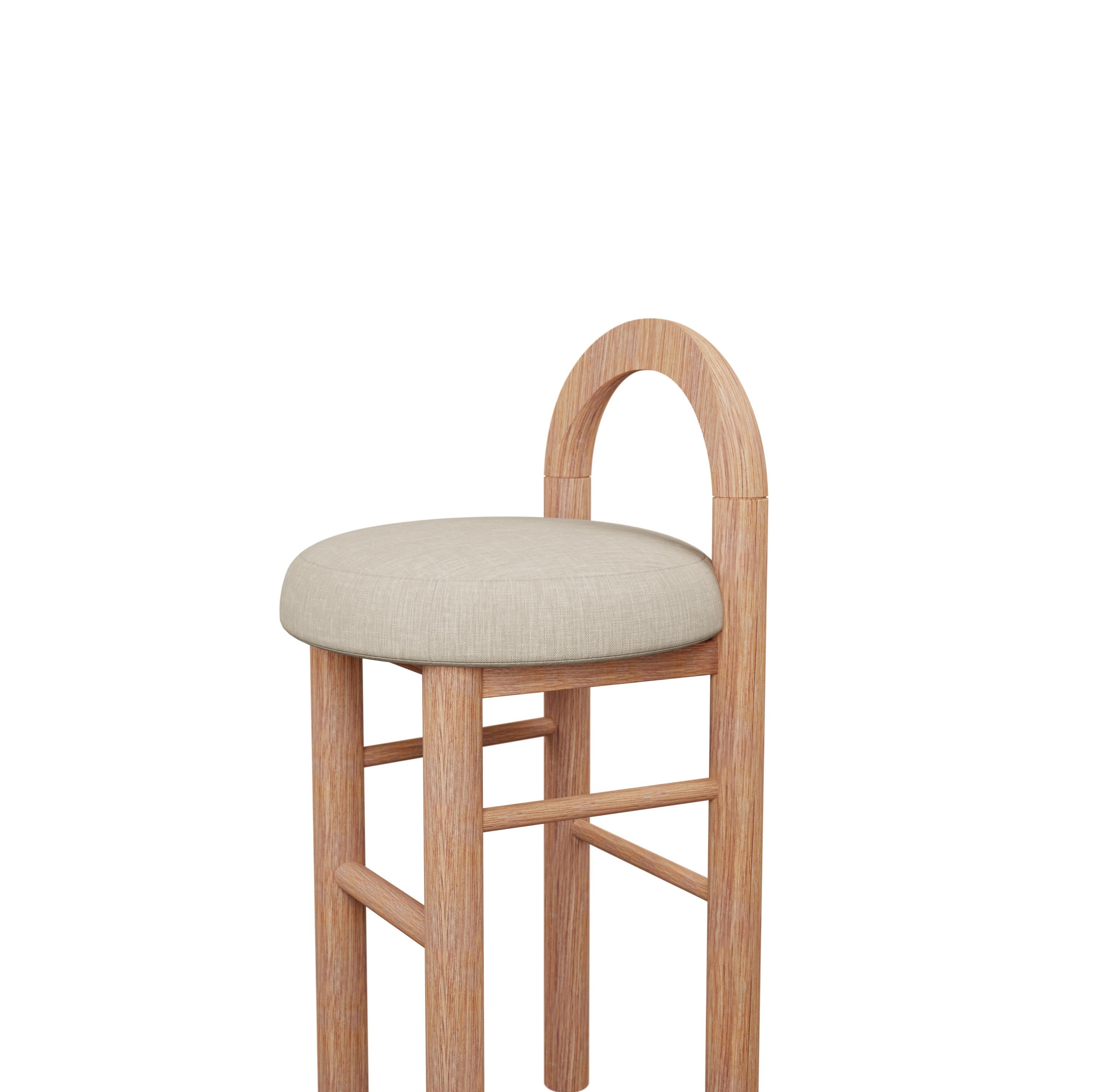 Moss-Keramikhocker U in Beige mit einfachem Webstoff, handgefertigt von Murmurio im Zustand „Neu“ im Angebot in Lordelo, PT