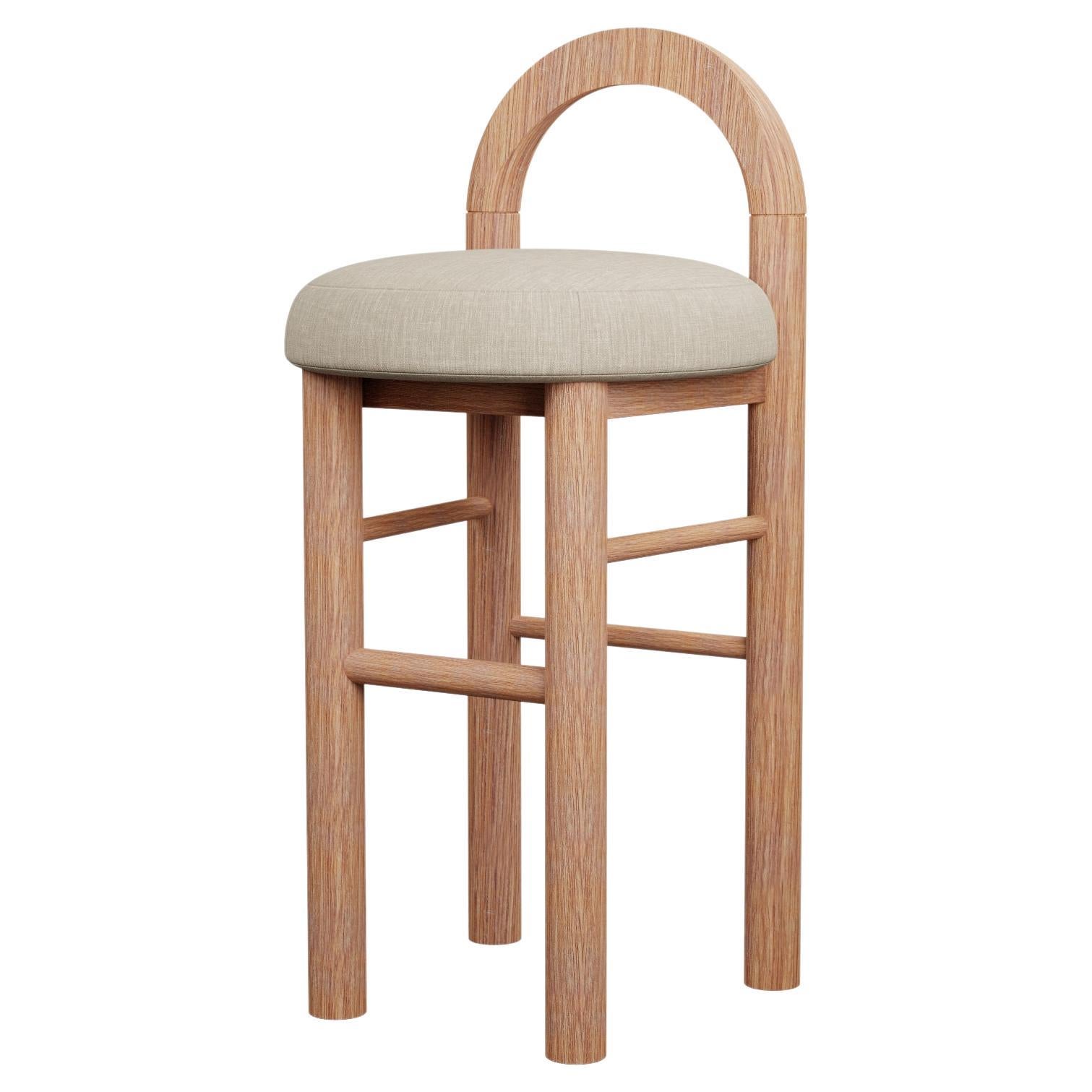 Taburete de cocina U en tejido liso Beige hecho a mano por Murmurio