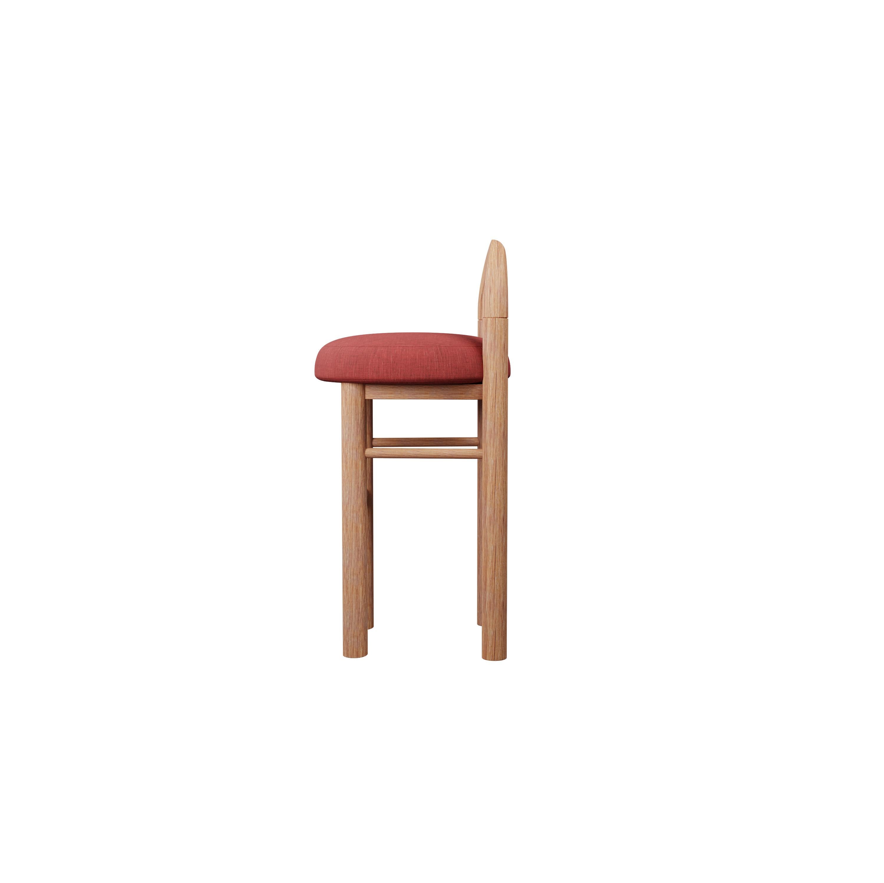 Moss-Keramikhocker U aus Kirschbaumholz mit einfachem Webstoff, handgefertigt von Murmurio (21. Jahrhundert und zeitgenössisch) im Angebot