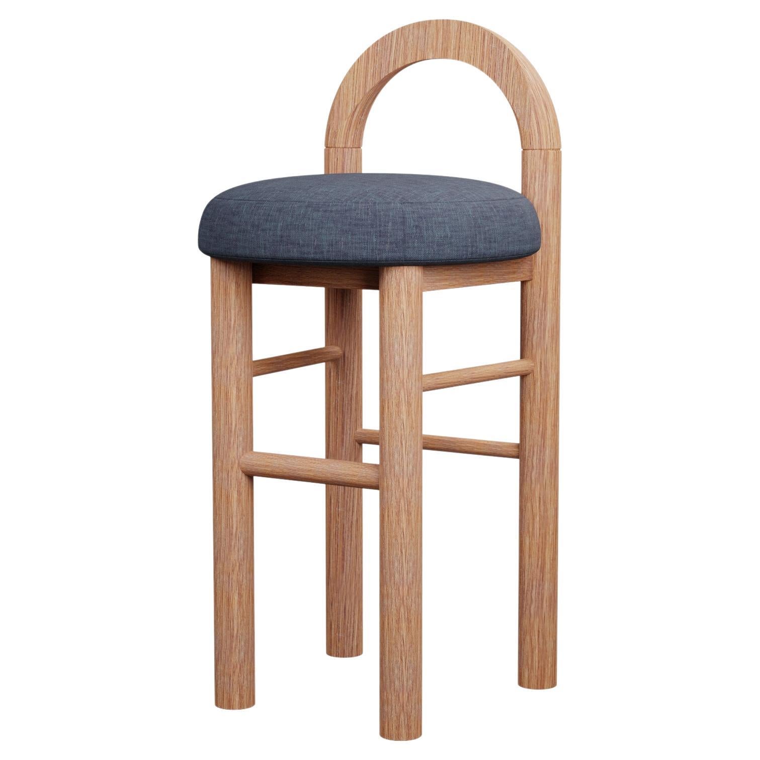 Taburete de Cocina Musgo U en tejido liso Denim hecho a mano por Murmurio