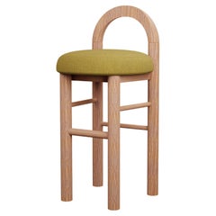 Moss Kitchen Stool U in Honey plain weave fabric handcrafted by Murmurio