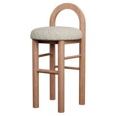 Moss Kitchen Stool U in Loop - Cream fabric handcrafted by Murmurio