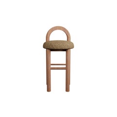 Moss Kitchen Stool U in Loop - Greige fabric handcrafted by Murmurio