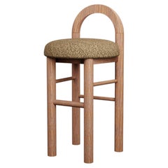 Moss Kitchen Stool U in Loop - Greige fabric handcrafted by Murmurio