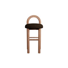 Moss Kitchen Stool U in Loop - Taupe fabric handcrafted by Murmurio