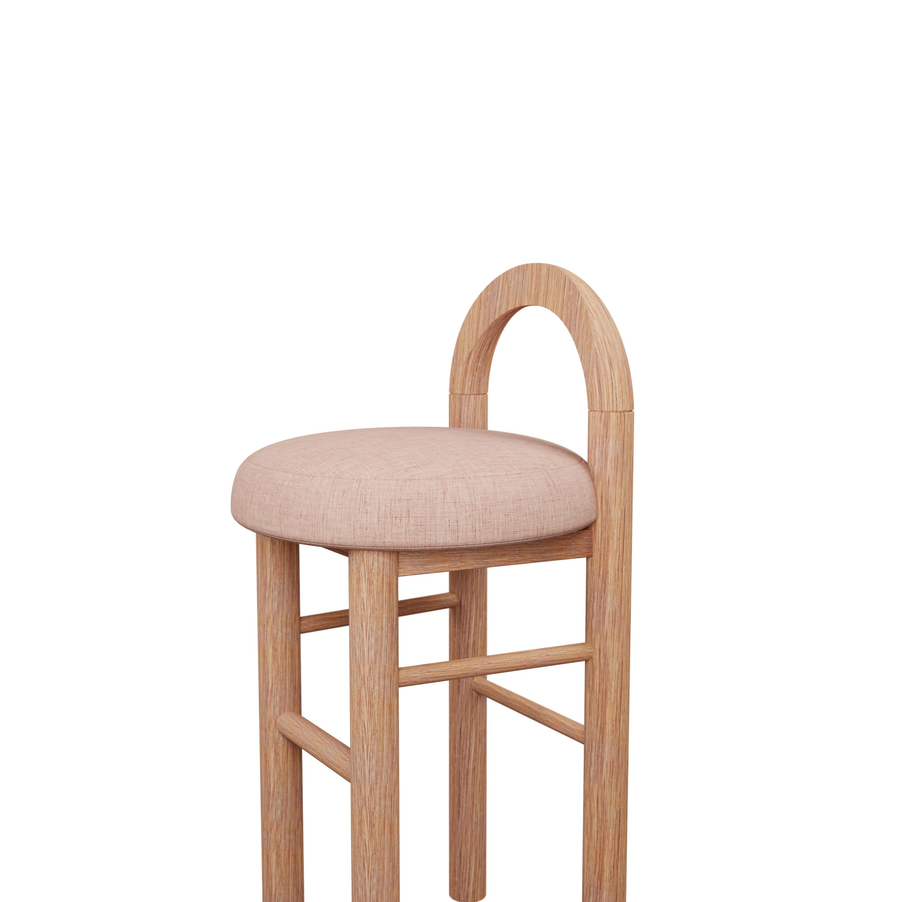 Moss-Keramikhocker U aus nudefarbenem, einfachem Webstoff, handgefertigt von Murmurio im Zustand „Neu“ im Angebot in Lordelo, PT