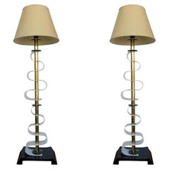 Vintage Moss Lighting Co. Scroll Floor Lamps Art Deco Mid-Century - Pair